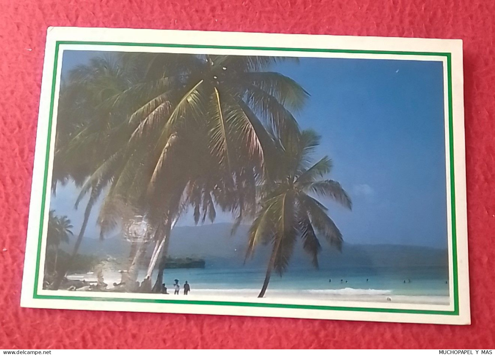 POSTAL POST CARD PLAYA LAS GALERAS BEACH SAMANÁ REPÚBLICA  DOMINICANA..`PLAGE..CARTE POSTALE CARTOLINA, CON SELLO... - Dominicaine (République)