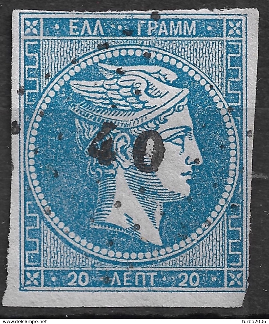 GREECE 1867-69 Large Hermes Head Cleaned Plates Issue 20 L Sky Blue Vl. 39 / H 27 A Position 146 With Cancellation 40 - Used Stamps