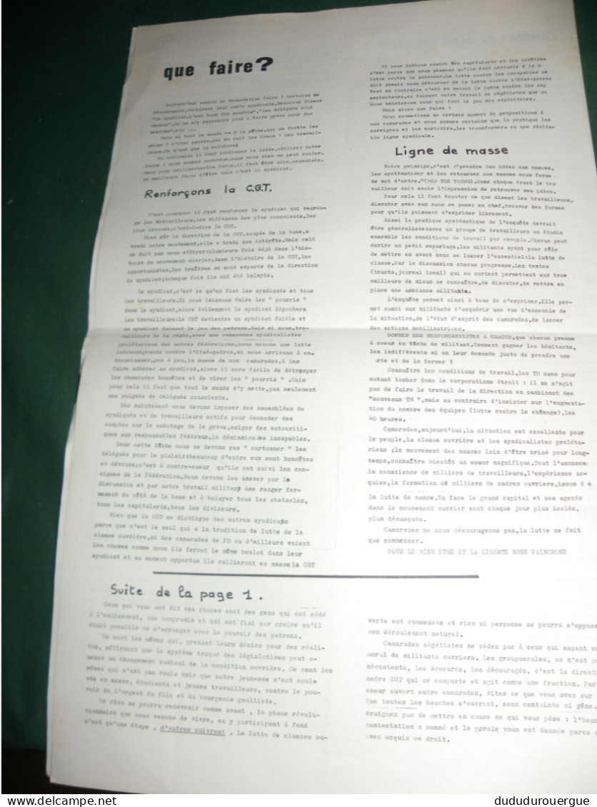 PROPAGANDE  1968 : LA LIGNE ROUGE , JOURNAL SYNDICALISTE PROLETARIEN DES MILIATNTS CGT - RATP   , LE N° 1 - Unclassified
