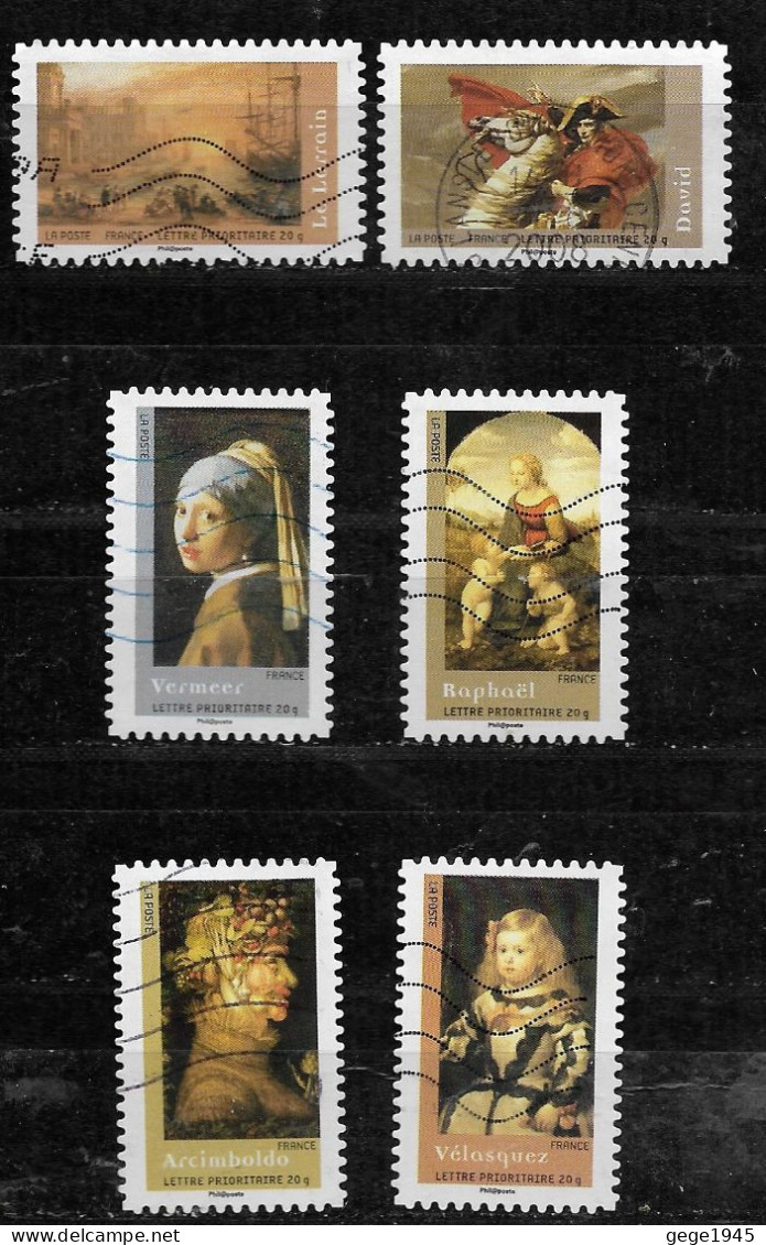 France 2008 Oblitéré Adhésif  N°151 -152 -154 -156 -158 -159  Ou 4133 - 4134 - 4136 - 4138 - 4140 - 4141 -chefs D'oeuvre - Used Stamps