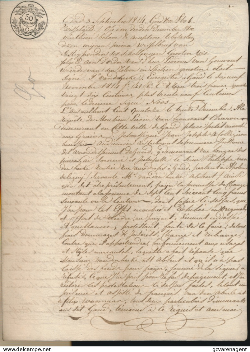 DOKUMENT  1814 STAD GENT.      4 BESCHREVEN BLADZIJDEN - Documentos Históricos