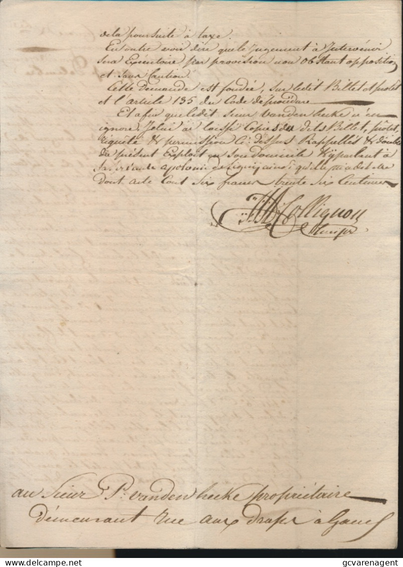 DOKUMENT  1814 STAD GENT.      4 BESCHREVEN BLADZIJDEN - Documentos Históricos