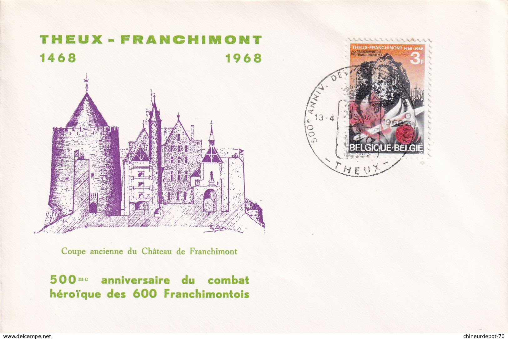 Lettres & Documents  Belgique België Belgium   Theux-Franchiront  1968 - Storia Postale
