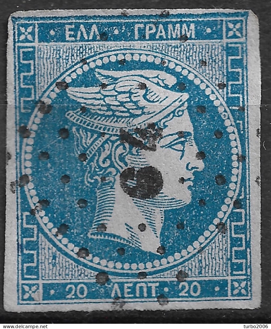 GREECE Plateflaw 20F2 In 1867-69 LHH Cleaned Plates Issue 20 L Sky Blue Vl. 39 / H 27 A P 5 With Cancellation 64 - Oblitérés
