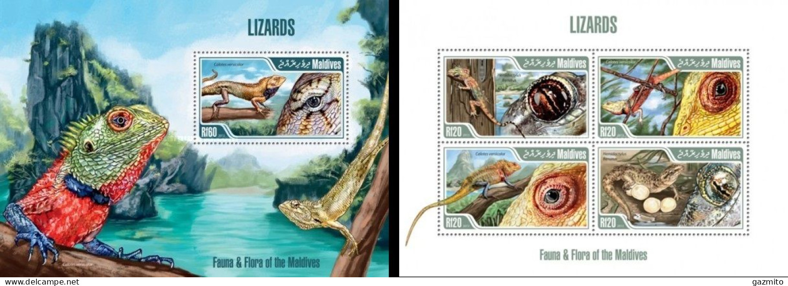 Maldives 2013, Animals, Lizard, 4val In BF +BF - Andere & Zonder Classificatie