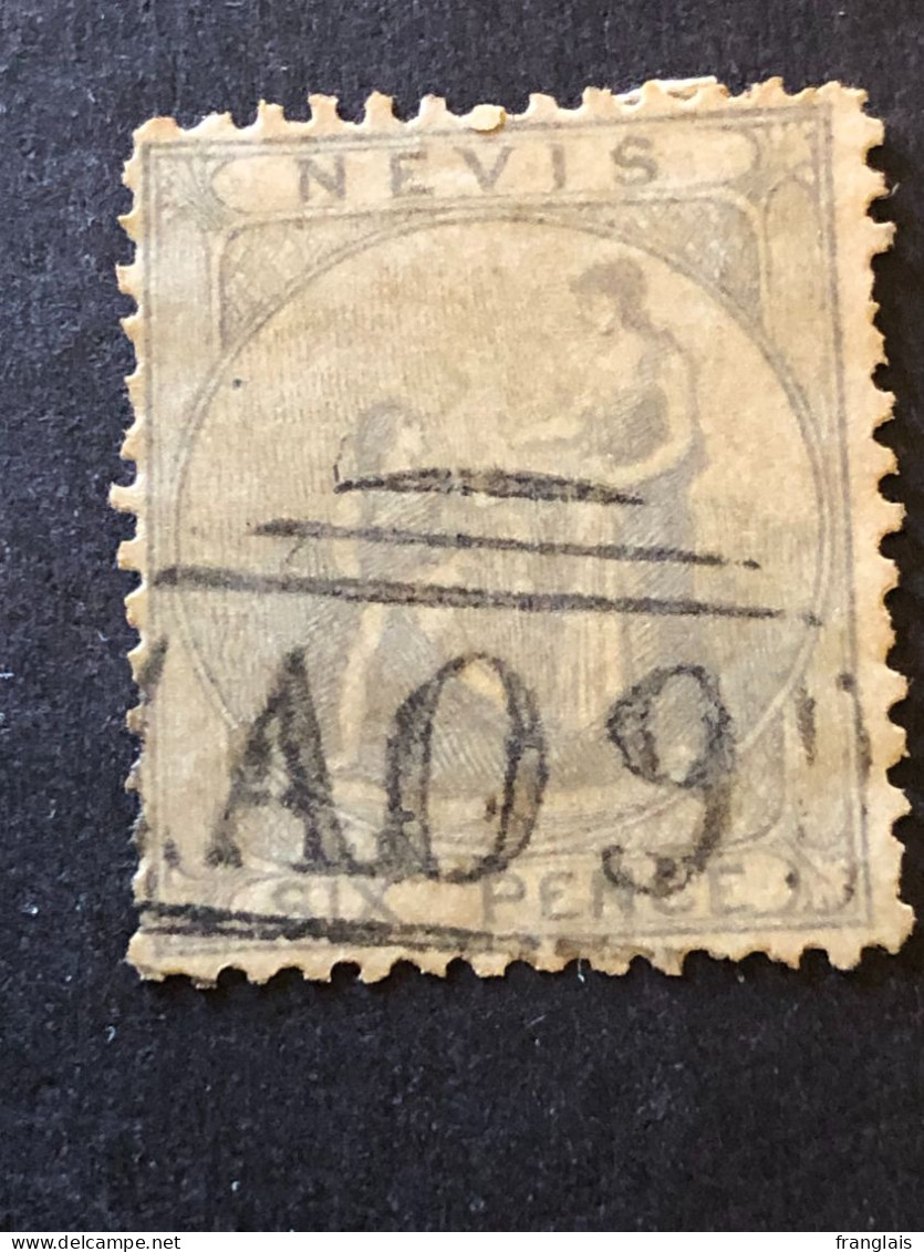 NEVIS SG 3  6d Grey Lilac On Greyish Paper FU   CV £60 - San Cristóbal Y Nieves - Anguilla (...-1980)