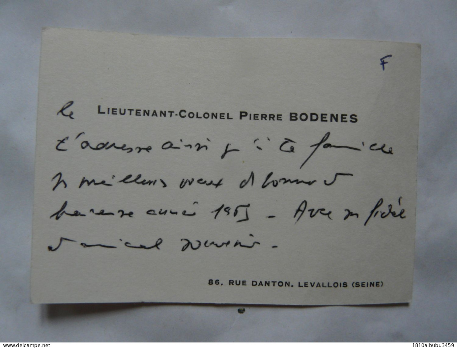 VIEUX PAPIERS - CARTE DE VISITE : Lieutenant-Colonel 1953 - Visiting Cards