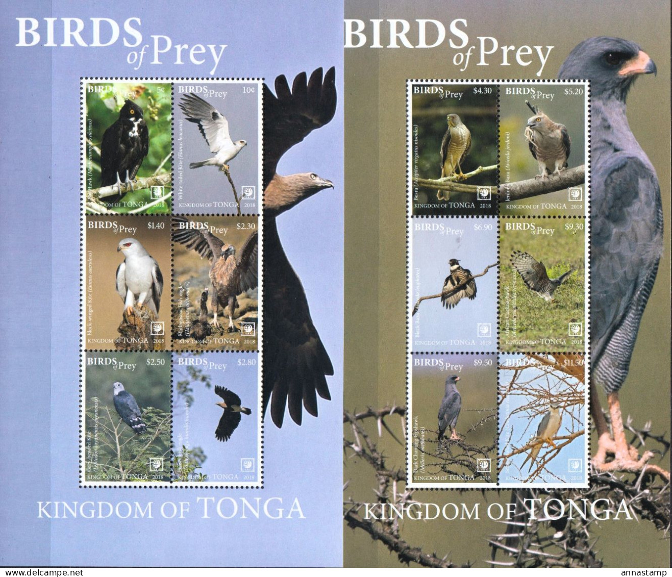 Tonga 2 MNH Minisheets Together - Aigles & Rapaces Diurnes