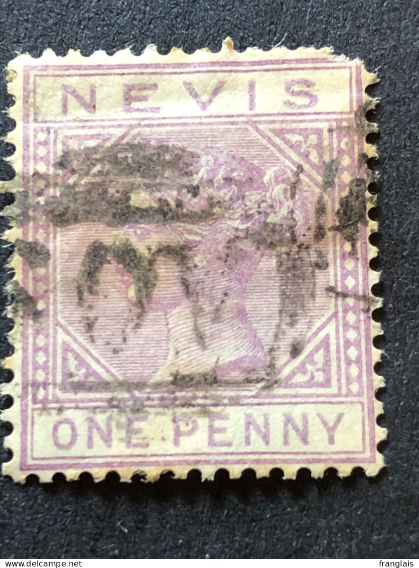 NEVIS SG 23  1d Lilac Mauve Crown CC Wmk  FU See Scan For Pulled Perforation - St.Cristopher-Nevis & Anguilla (...-1980)