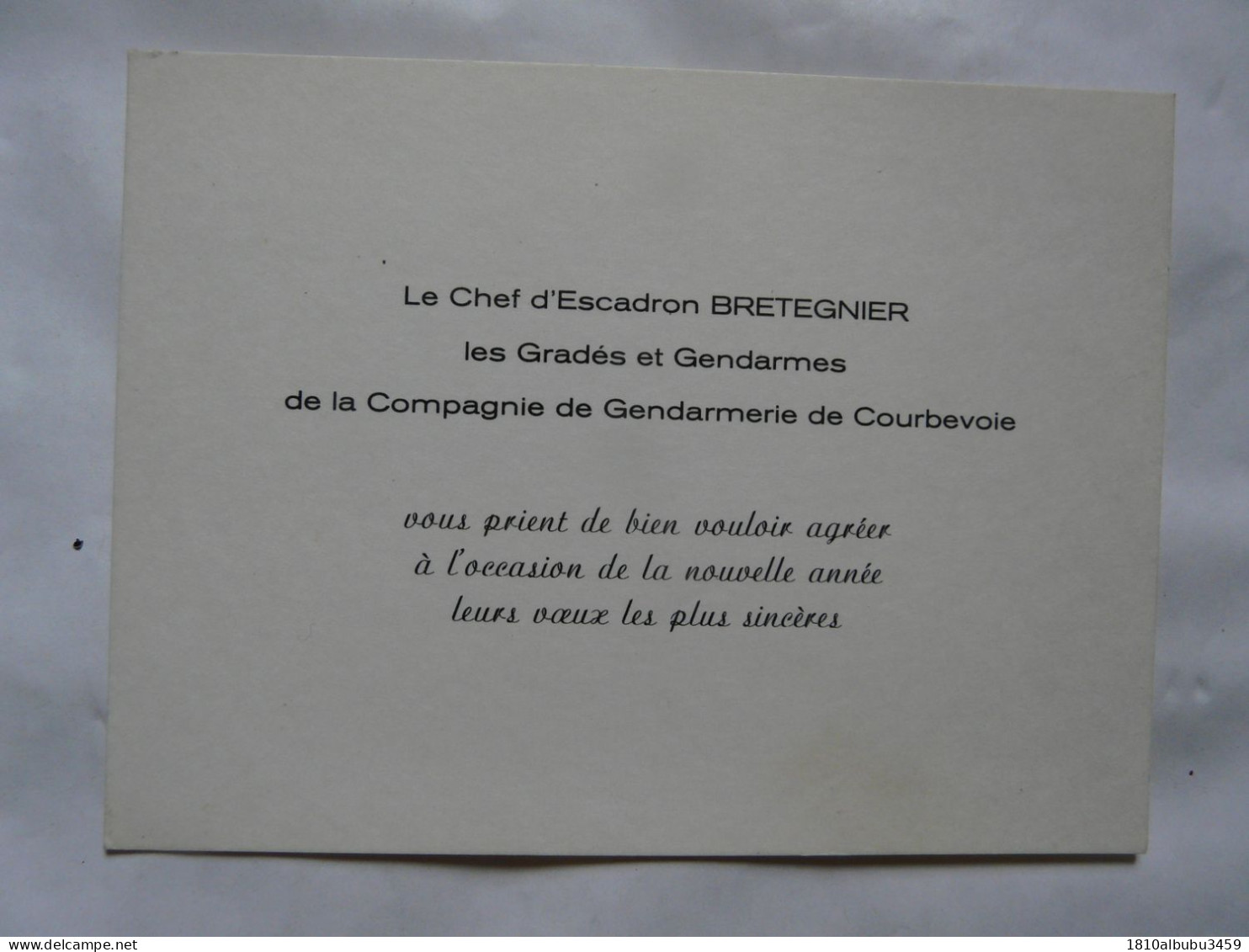 VIEUX PAPIERS - CARTE DE VISITE : Chef D'Escadron - Gendarmerie De Courbevoie - Visiting Cards