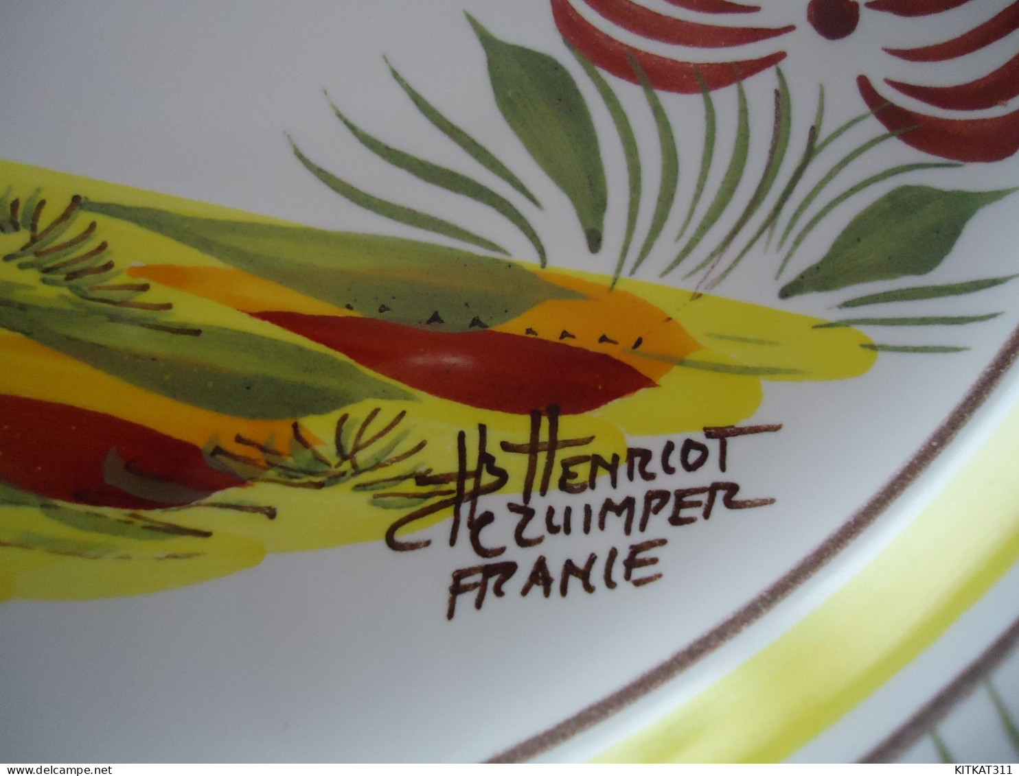 Assiette Ancienne Décorative COQ- Signée HENRIOT QUIMPER FRANCE - Quimper/Henriot (FRA)