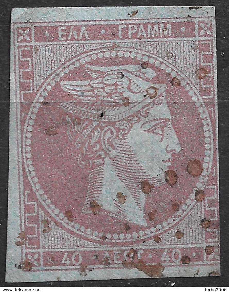 GREECE 1868-69 Large Hermes Head Cleaned Plates Issue 40 L Grey Mauve On Blue Vl. 40 A / H 28 A Position 102 - Gebruikt