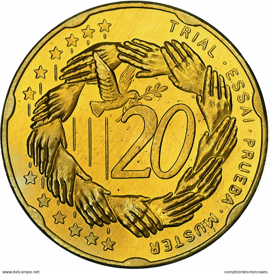 Andorre, 20 Euro Cent, Fantasy Euro Patterns, Essai-Trial, BE, 2003, Laiton, FDC - Privéproeven