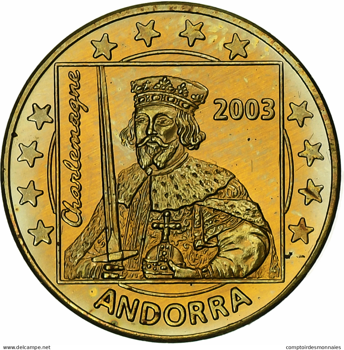 Andorre, 10 Euro Cent, Fantasy Euro Patterns, Essai-Trial, BE, 2003, Laiton, FDC - Privéproeven