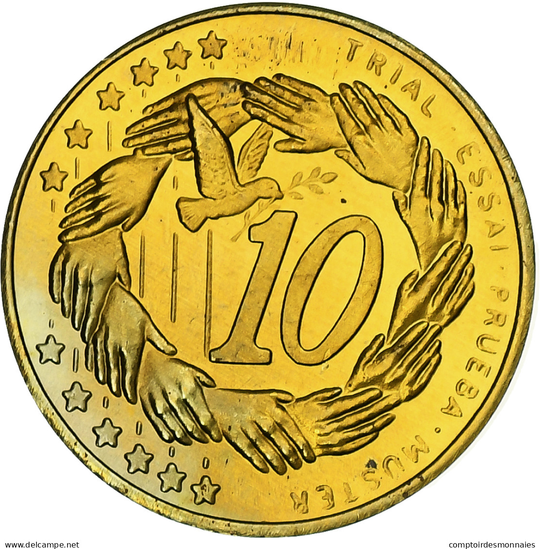 Andorre, 10 Euro Cent, Fantasy Euro Patterns, Essai-Trial, BE, 2003, Laiton, FDC - Privéproeven