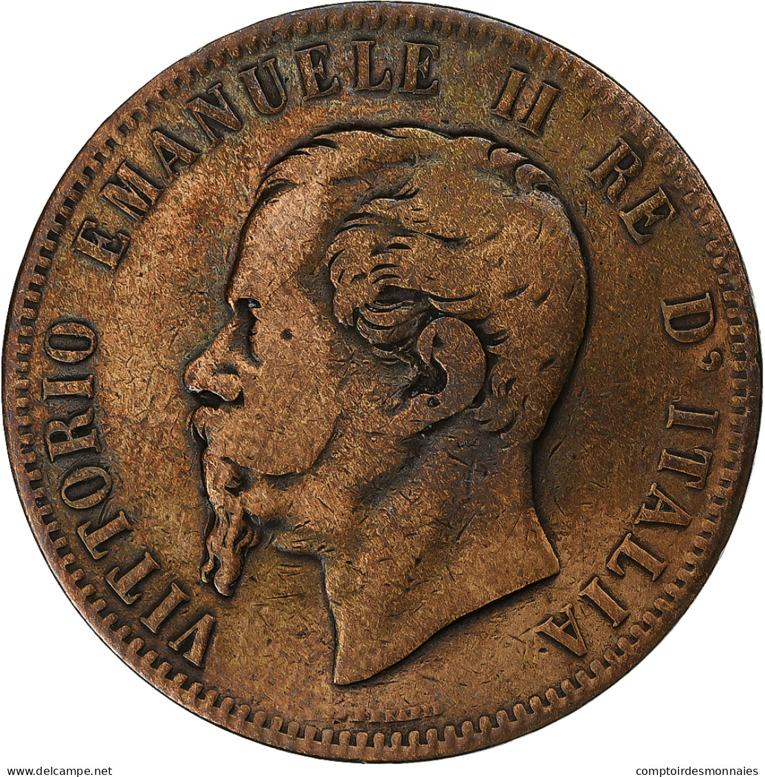 Italie, Vittorio Emanuele II, 10 Centesimi, 1866, Heaton, Cuivre, TB - 1861-1878 : Vittoro Emanuele II