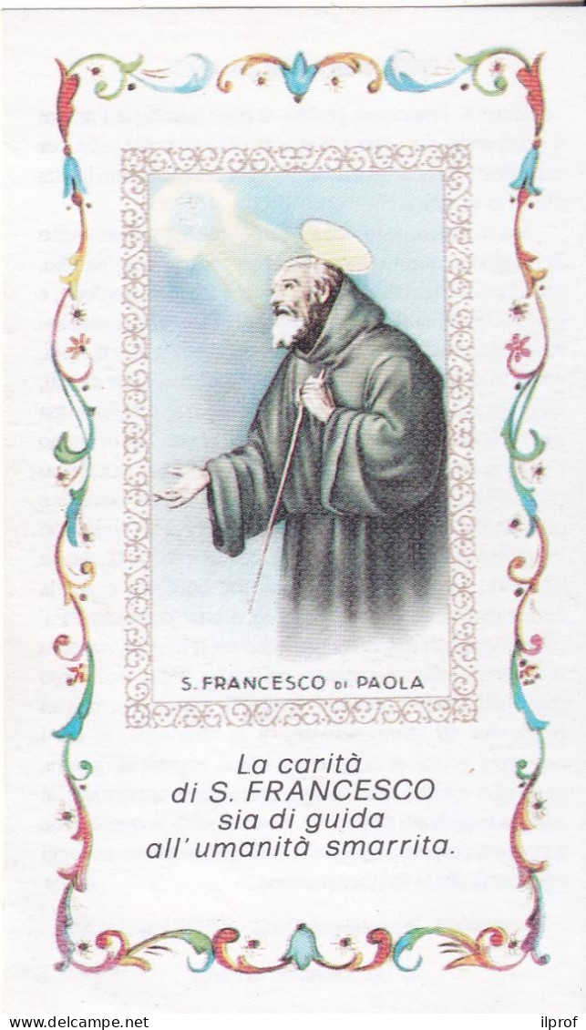 San Francesco Di Paola -La Carità (B)-santuario Di Paola- Santino Con Preghiera Anni Recenti Rif. S449 - Religion &  Esoterik