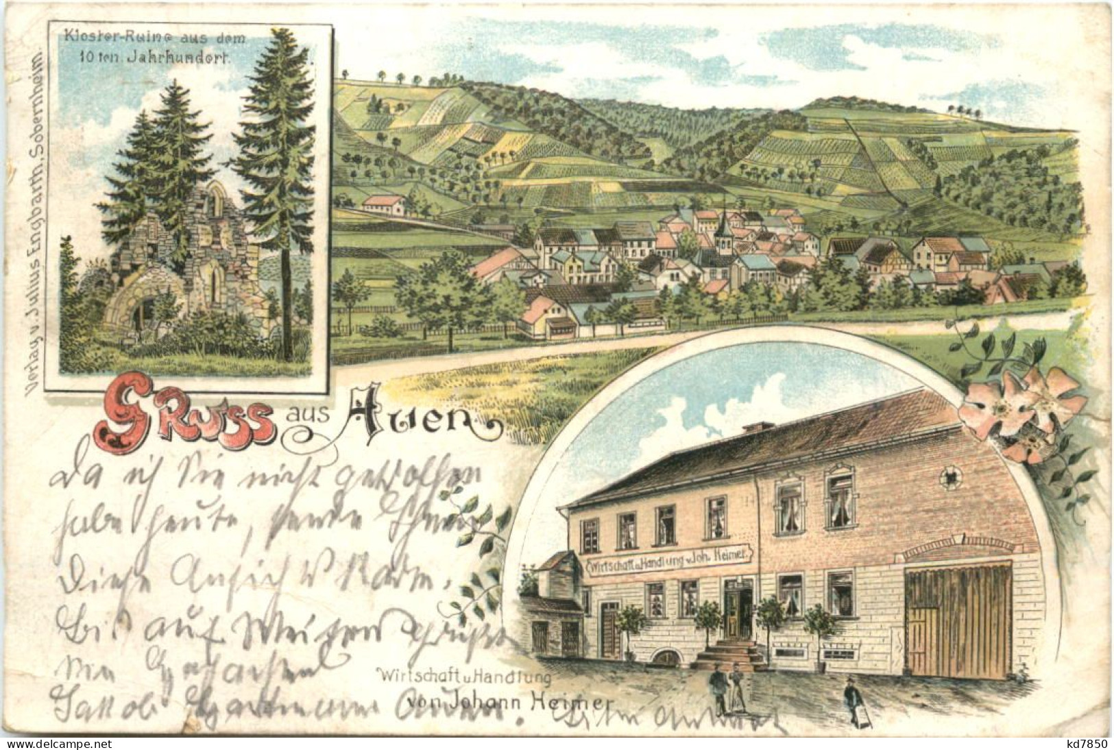 Gruss Aus Auen - Litho - Bad Kreuznach