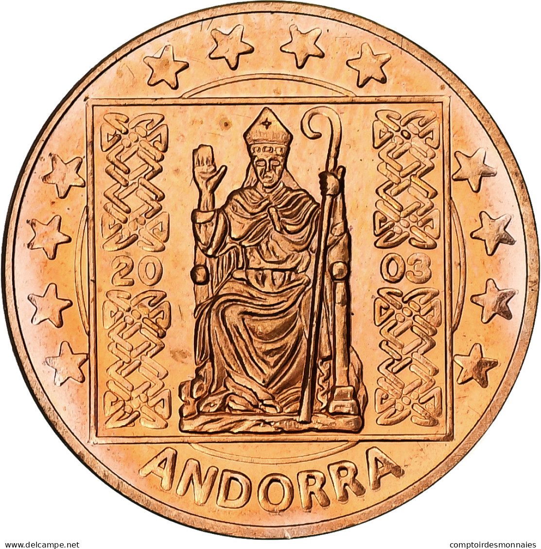 Andorre, 5 Euro Cent, Fantasy Euro Patterns, Essai-Trial, BE, 2003, Cuivre, FDC - Privéproeven