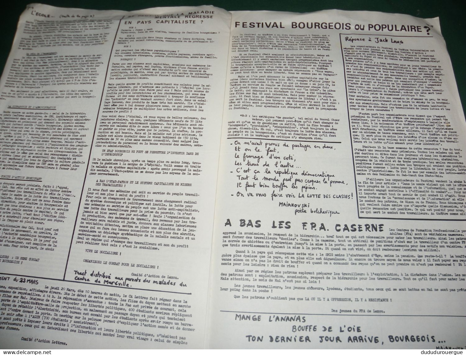 PROPAGANDE  1968 / 69 : LA RUE , JOURNAL DES COMITES D ACTION DE LORRAINE , LE N° 1 DE MAI 1969 - Politiek