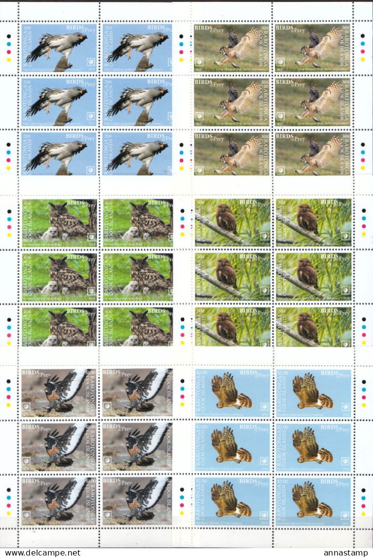 Rarotonga A Set Of 12 MNH Minisheets Of 6 Stamps Together - Aigles & Rapaces Diurnes