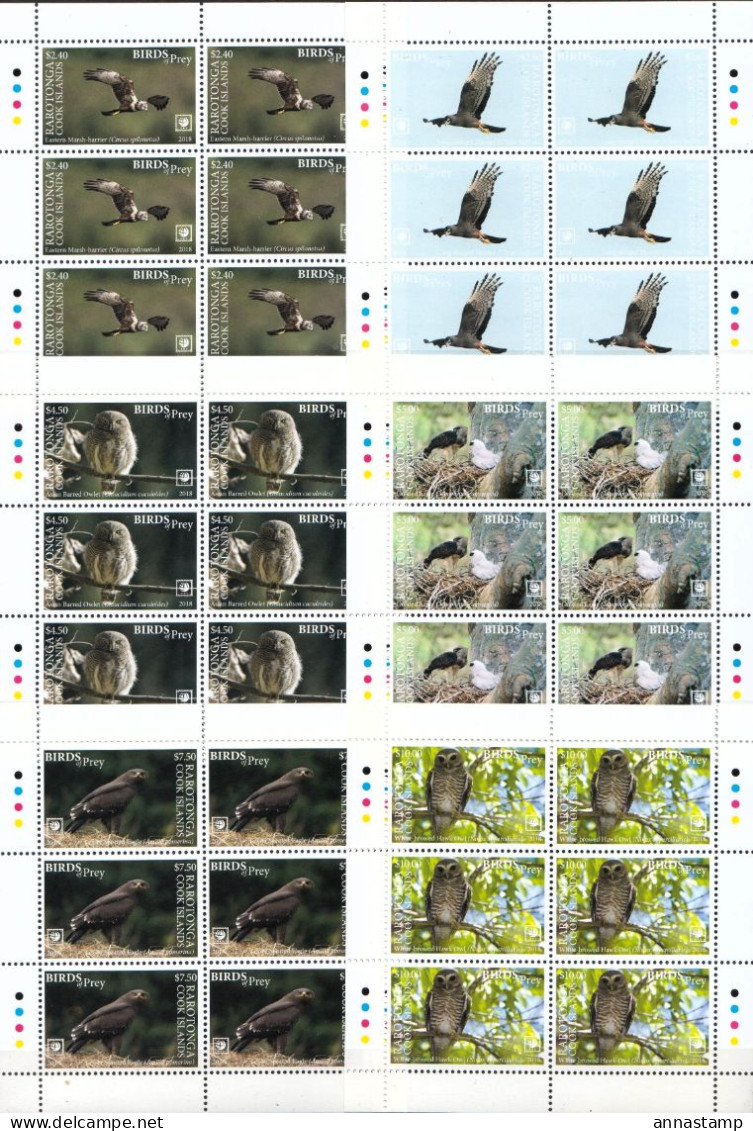 Rarotonga A Set Of 12 MNH Minisheets Of 6 Stamps Together - Águilas & Aves De Presa