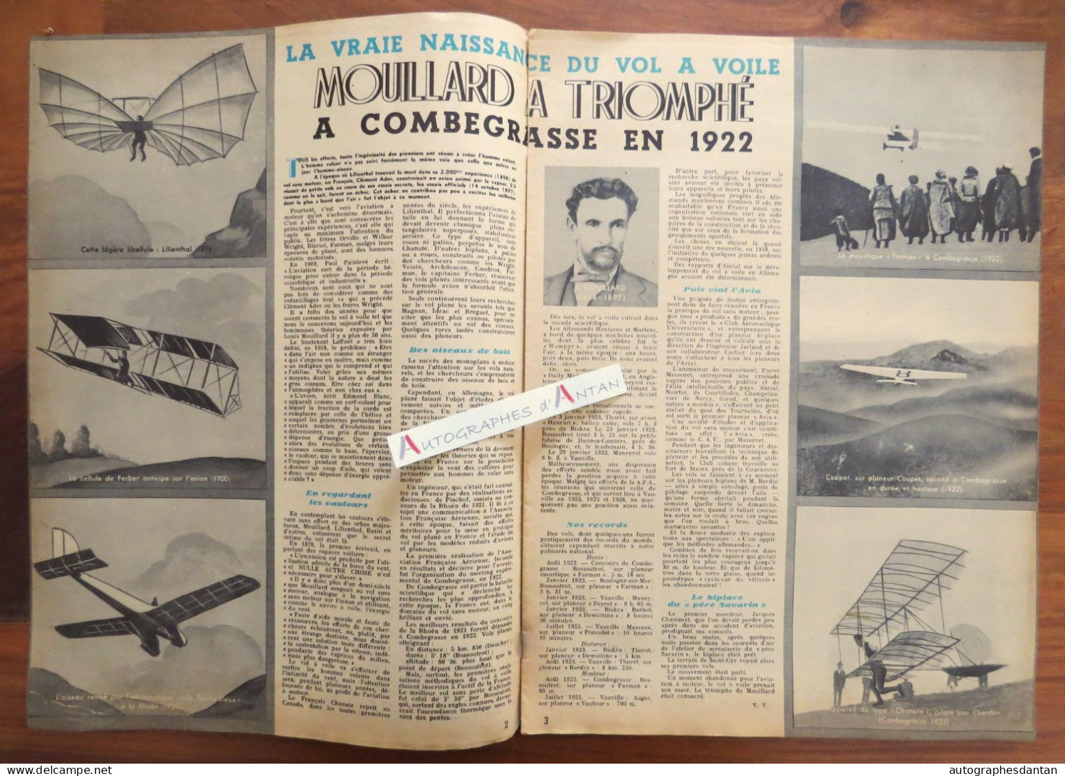 ● Air Sport 1943 Mouillard à Combegrasse - Roland Claudel - Concours Vichy Etc.- Revue Des Sports Aériens - Journal - Sonstige & Ohne Zuordnung