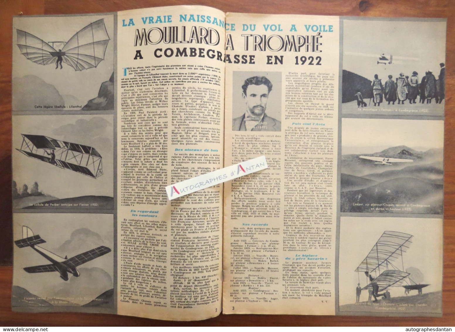 ● Air Sport 1943 Mouillard à Combegrasse - Roland Claudel - Concours Vichy Etc.- Revue Des Sports Aériens - Journal - Other & Unclassified