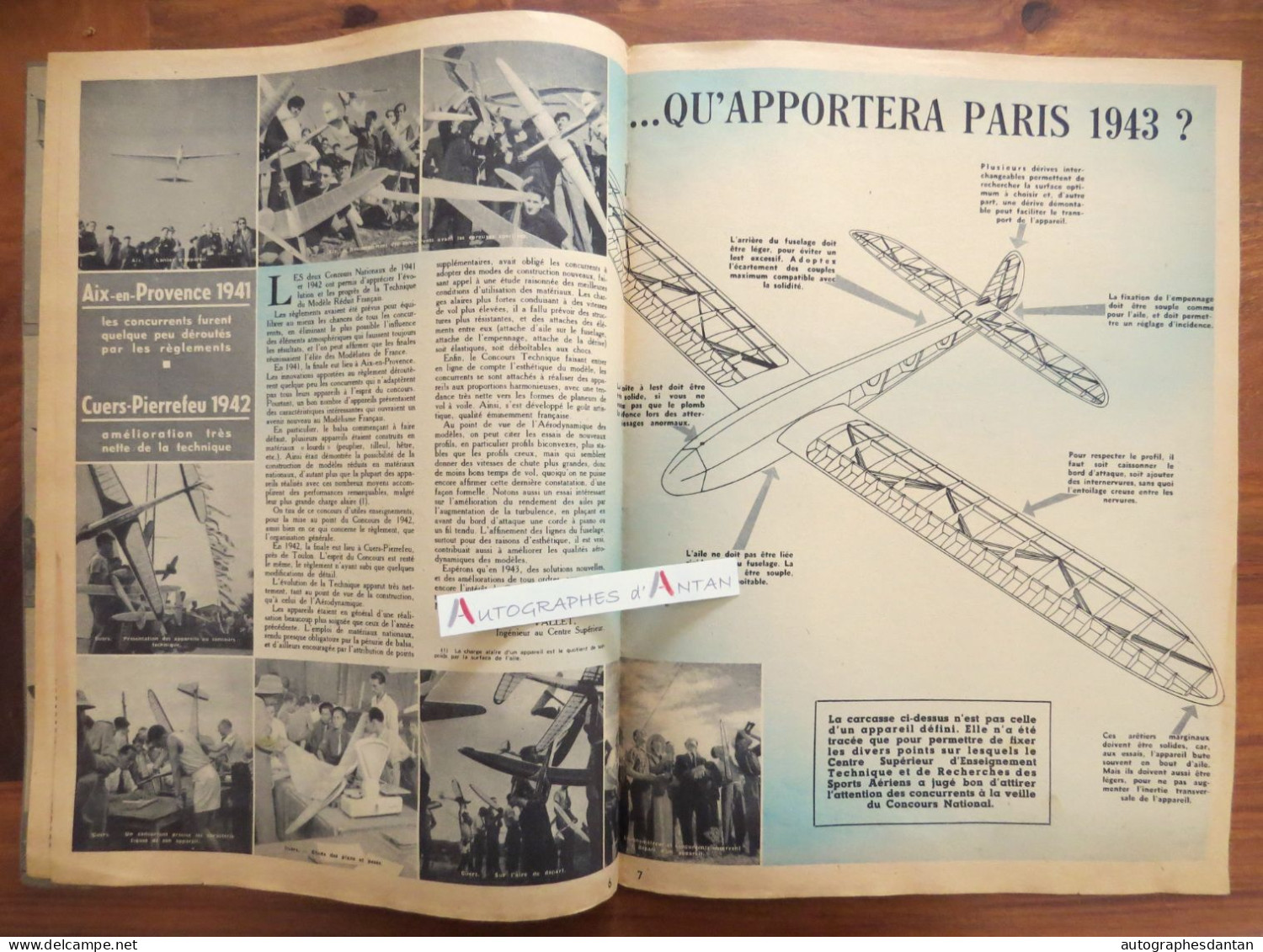 ● Air Sport 1943 Mouillard à Combegrasse - Roland Claudel - Concours Vichy Etc.- Revue Des Sports Aériens - Journal - Autres & Non Classés