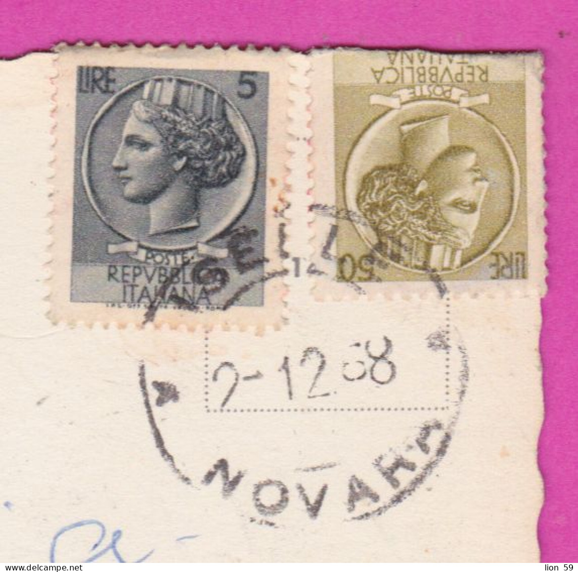 293905 / Italy - ARONA (Lago Maggiore) Colosso Di San Carlo Borromeo PC 1968 Novara USED - 5+50 L Coin Of Syracuse - 1961-70: Marcophilia