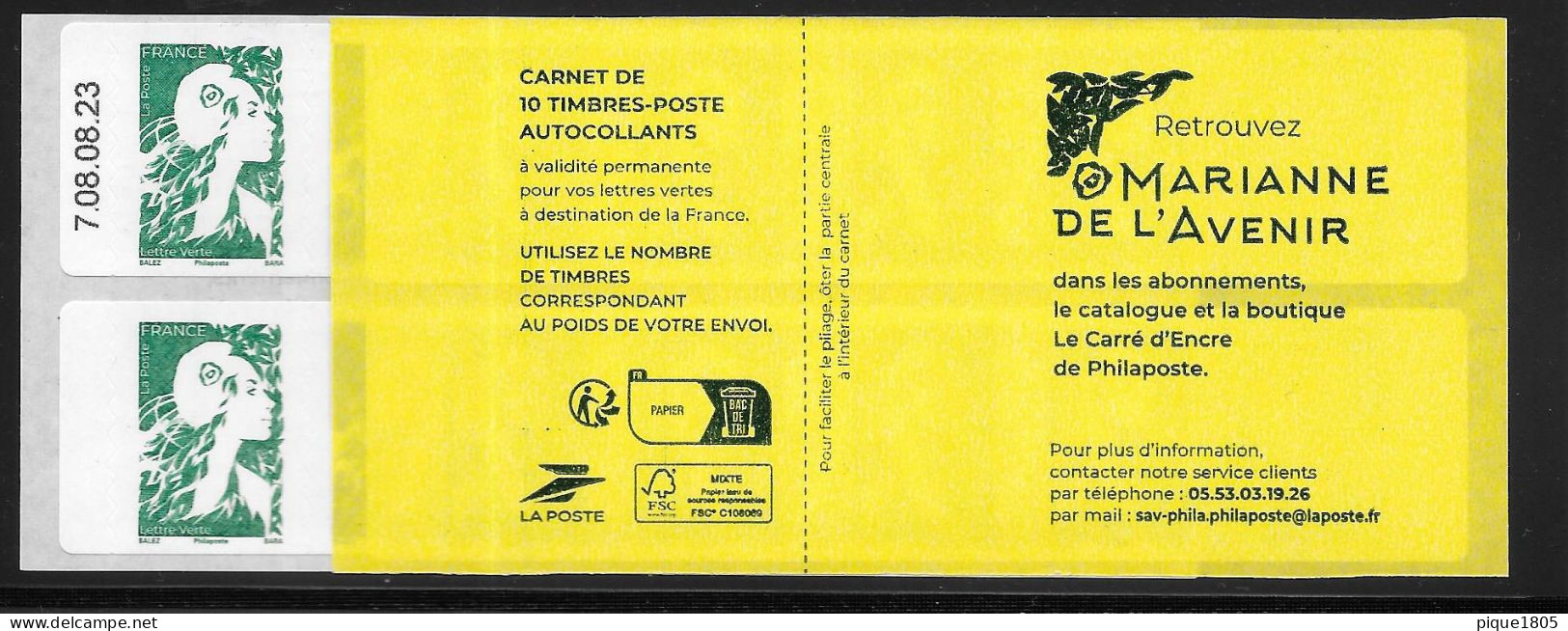 Marianne De L'Avenir Balez Carnet Sagem Daté 08.08.23 - Libretti