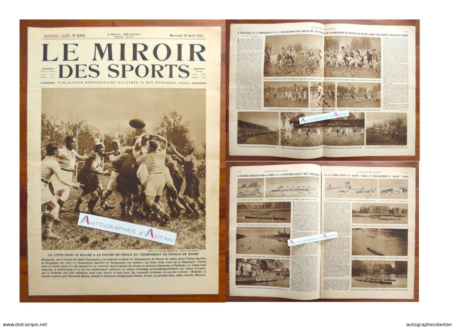● RUGBY Finale 1925 PERPIGNAN CARCASSONNE Aviron Paris Football ROUEN - Le Journal Des Sports - Autres & Non Classés