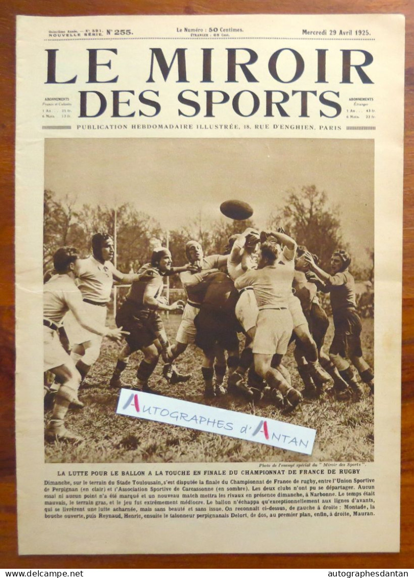 ● RUGBY Finale 1925 PERPIGNAN CARCASSONNE Aviron Paris Football ROUEN - Le Journal Des Sports - Altri & Non Classificati