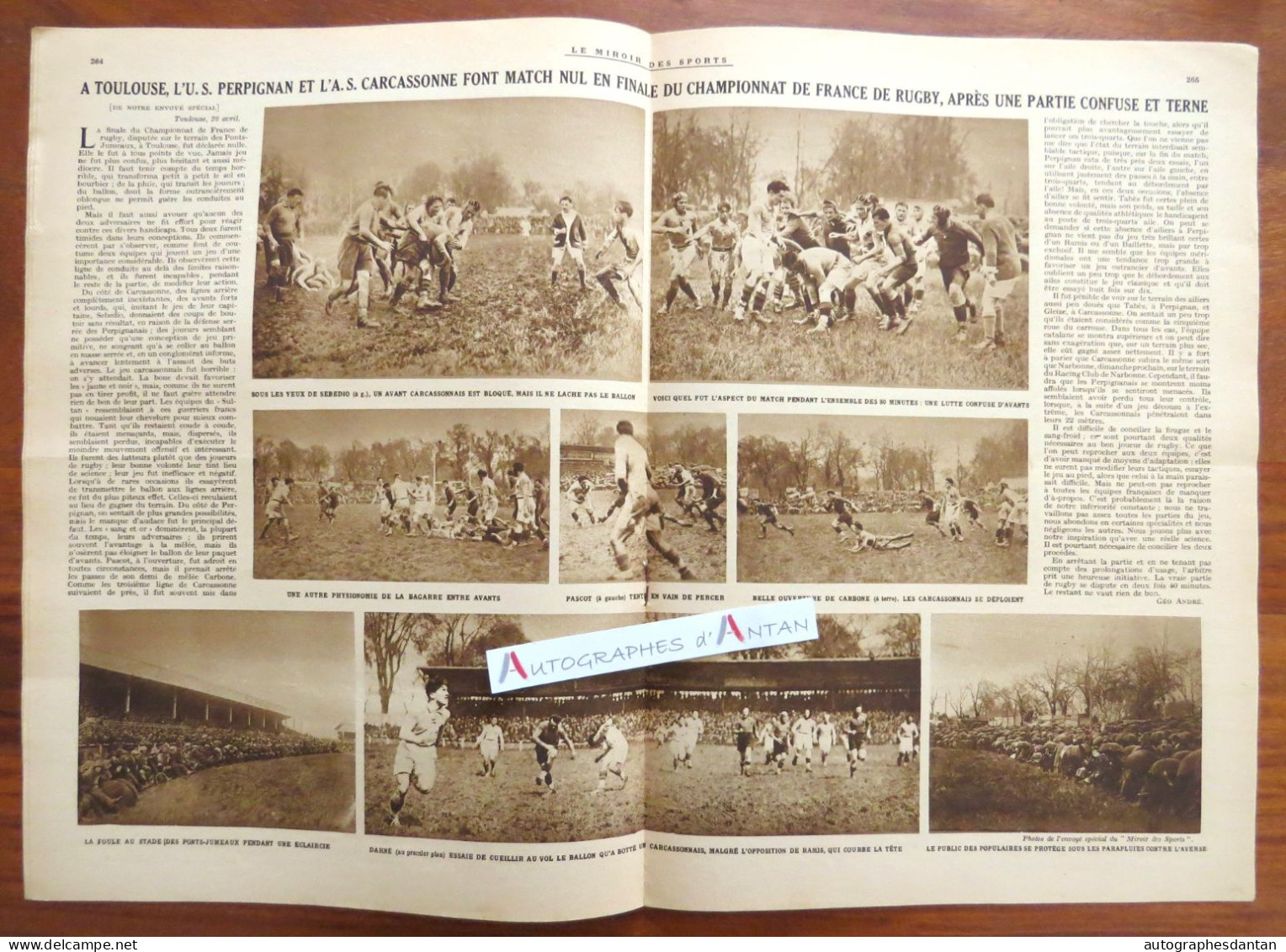 ● RUGBY Finale 1925 PERPIGNAN CARCASSONNE Aviron Paris Football ROUEN - Le Journal Des Sports - Other & Unclassified