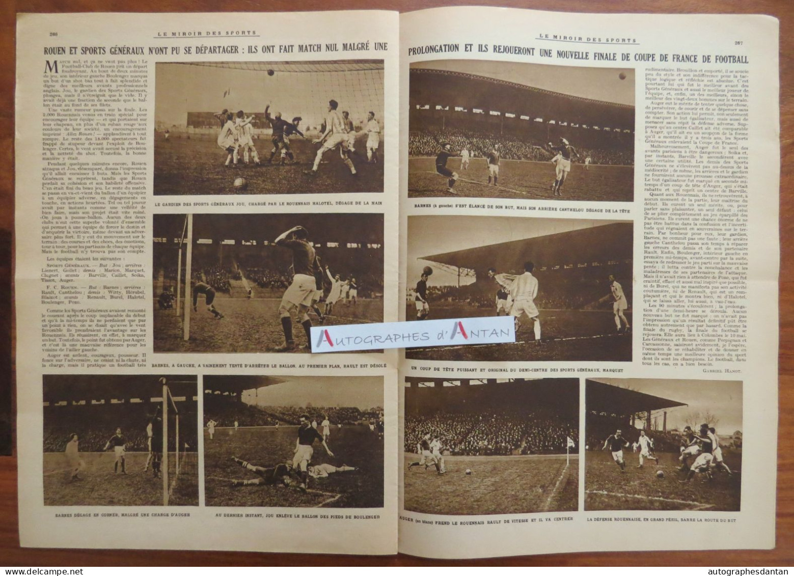 ● RUGBY finale 1925 PERPIGNAN CARCASSONNE Aviron Paris Football ROUEN - Le journal des Sports