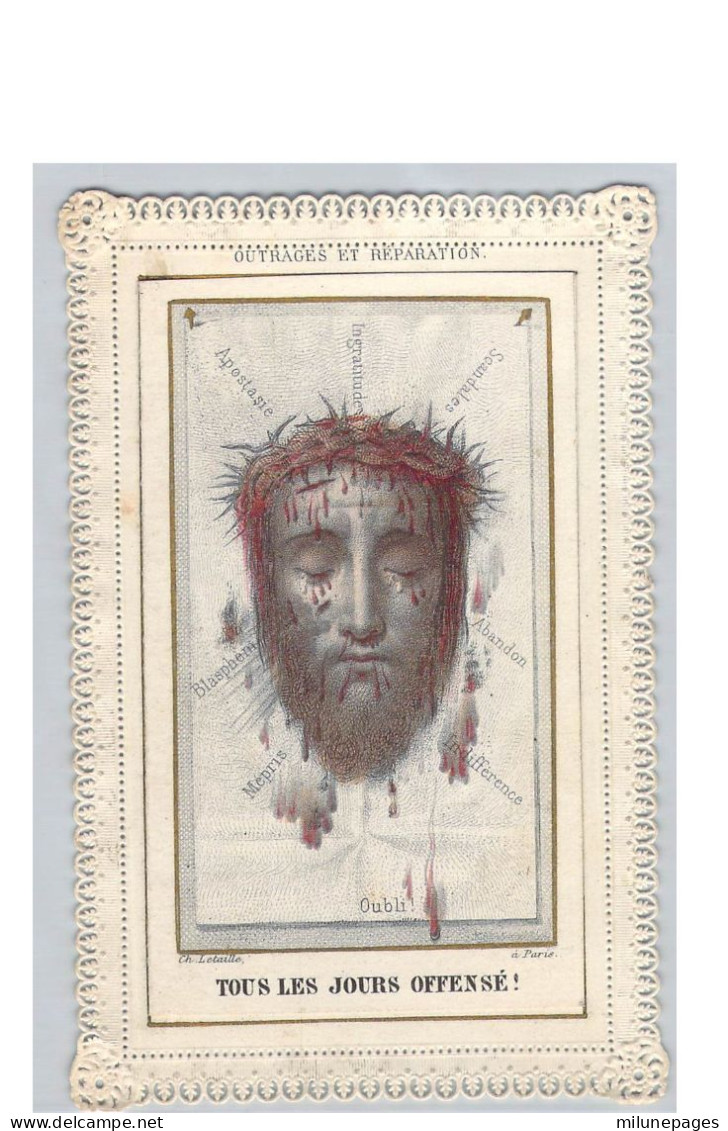 Image Religieuse Canivet Carnet 2 Volets Figure Du Christ Ensanglantée Tous Les Jours Offensé Tous Les Jours Consolé - Devotion Images