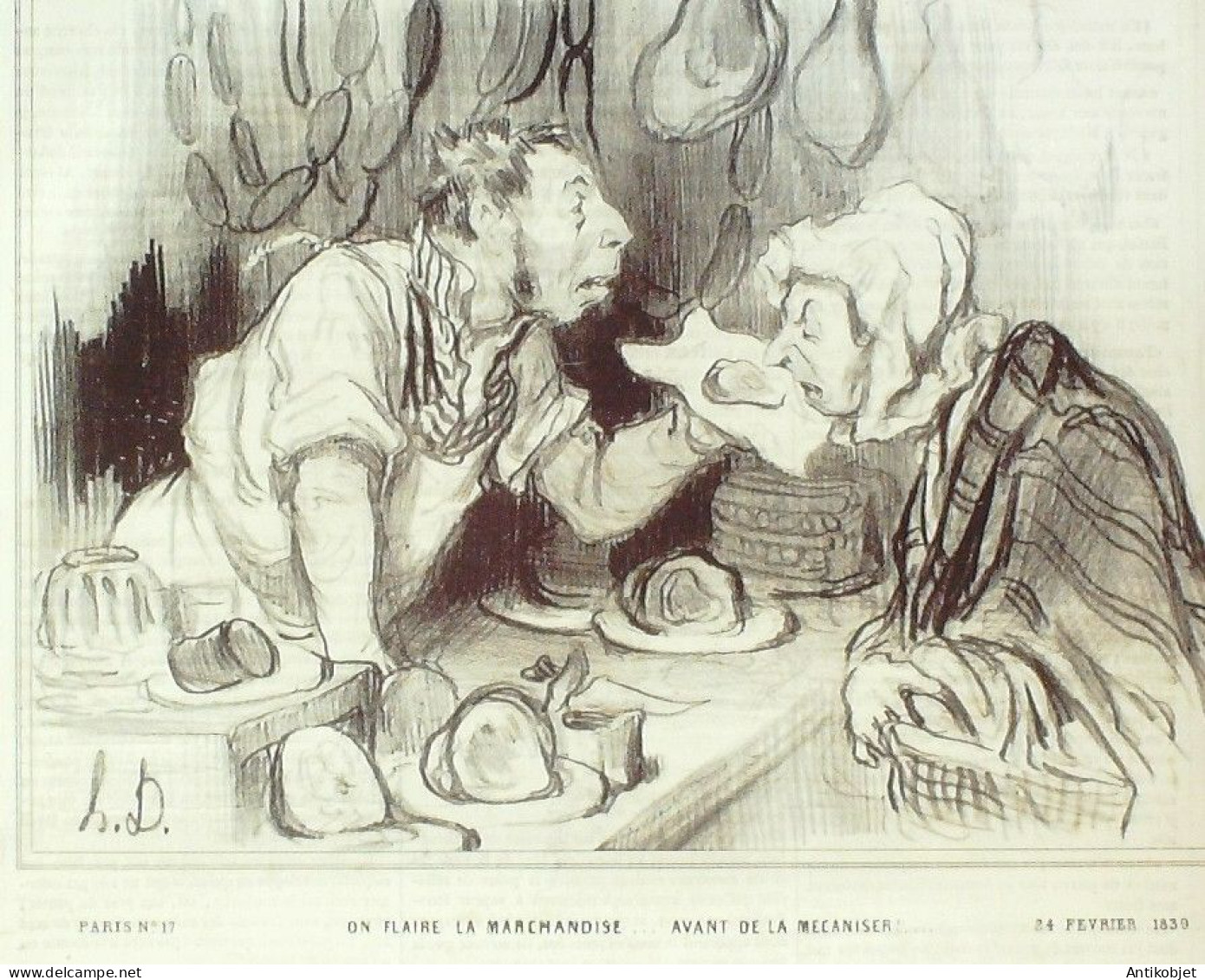 Lithographie Daumier Honoré Signée Paris 17 1839 - Stiche & Gravuren