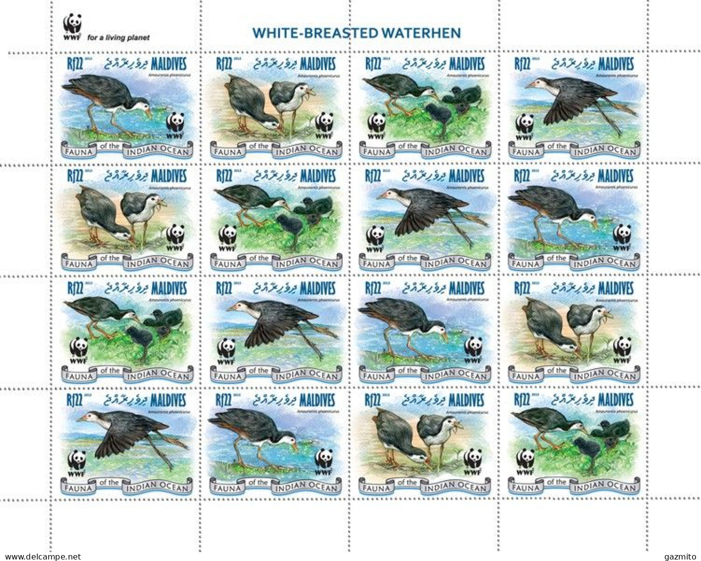 Maldives 2013, Animals, WWF, Birds, 16val In BF - Aves Gruiformes (Grullas)