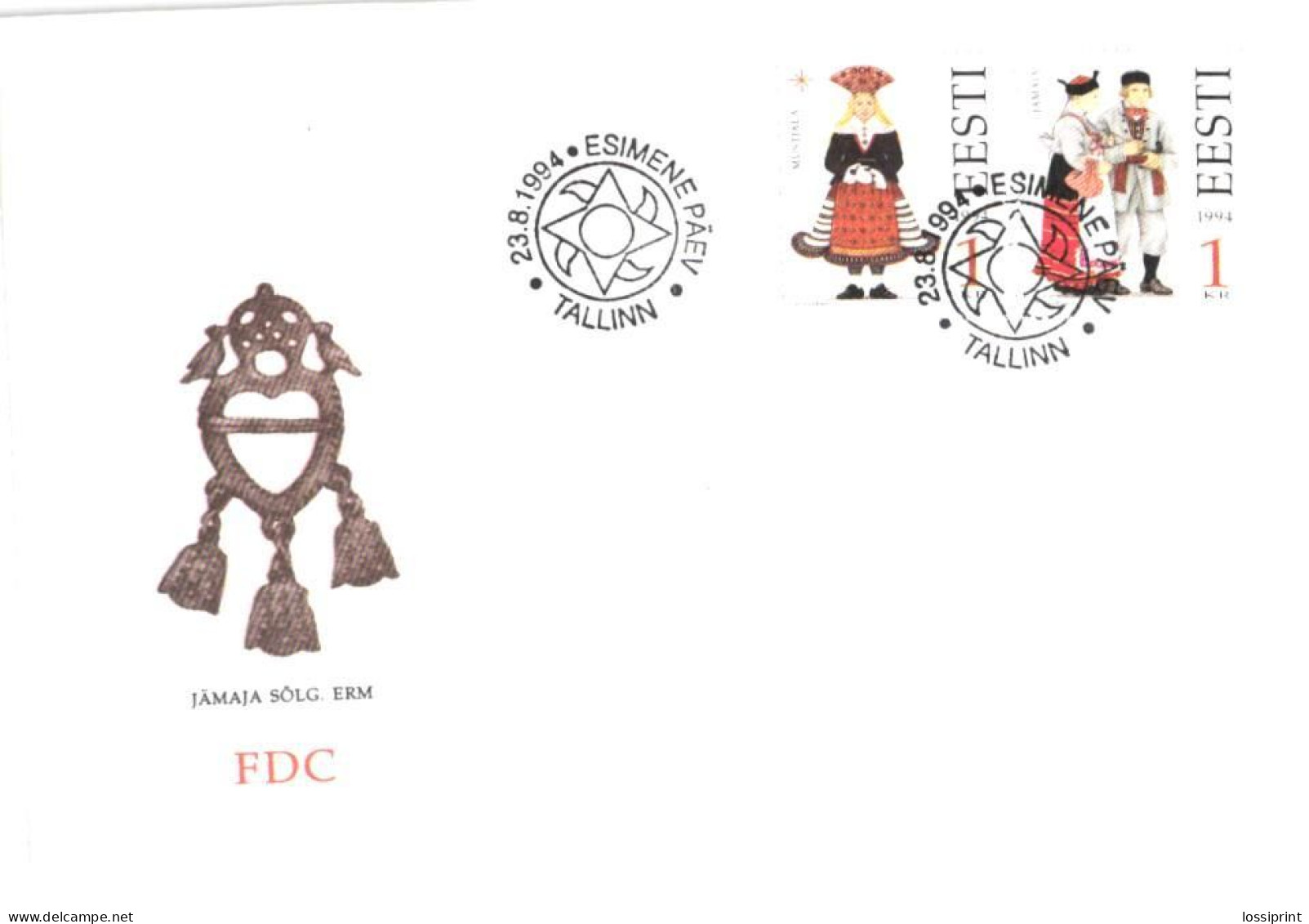 Estonia:FDC, Mustjala And Jämaja National Costumes, 1994 - Estland