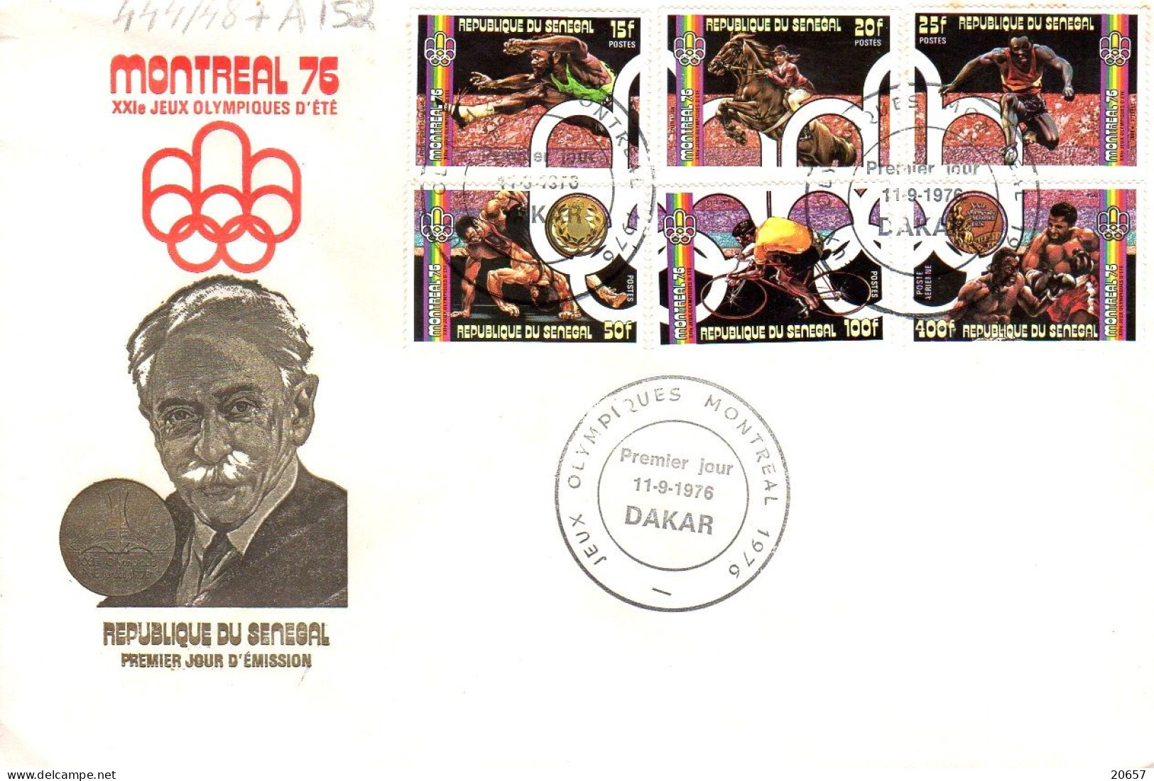 Senegal 0444/48 Et A 152 Fdc JO Montréal Canada 76, Pierre De Coubertin, Cheval, Lutte, Cyclisme, Boxe, Athlétisme - Sommer 1976: Montreal