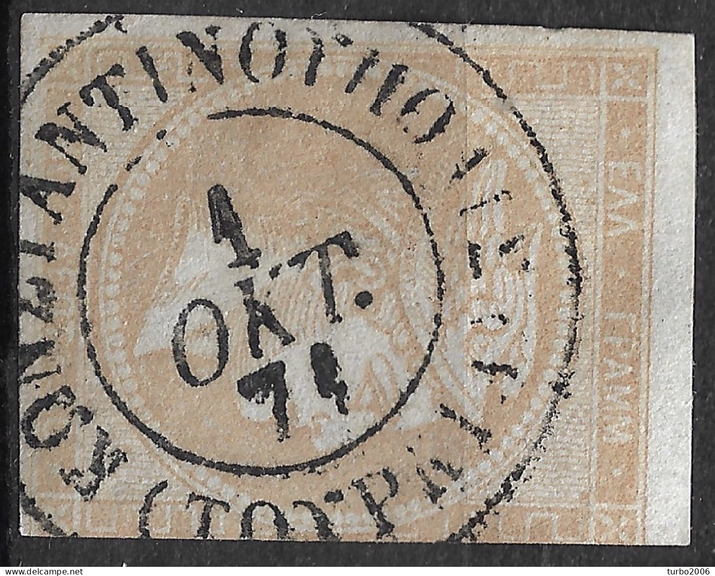 GREECE 1871-72  Large Hermes Paper Of Inferior Quality 40 L Yellow Bistre On Greenish Vl. 49 A / H 36 A CN Groom 23 A - Used Stamps