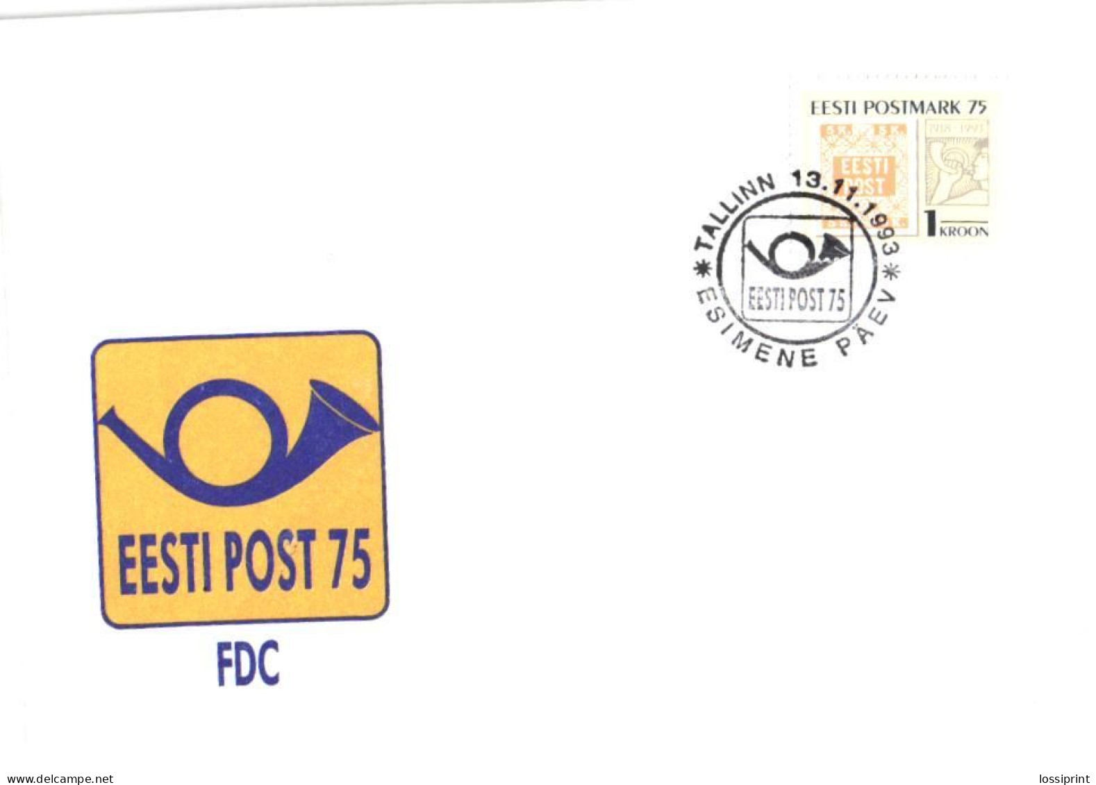 Estonia:FDC, Estonian Postal Stamp 75, 1993 - Estonie