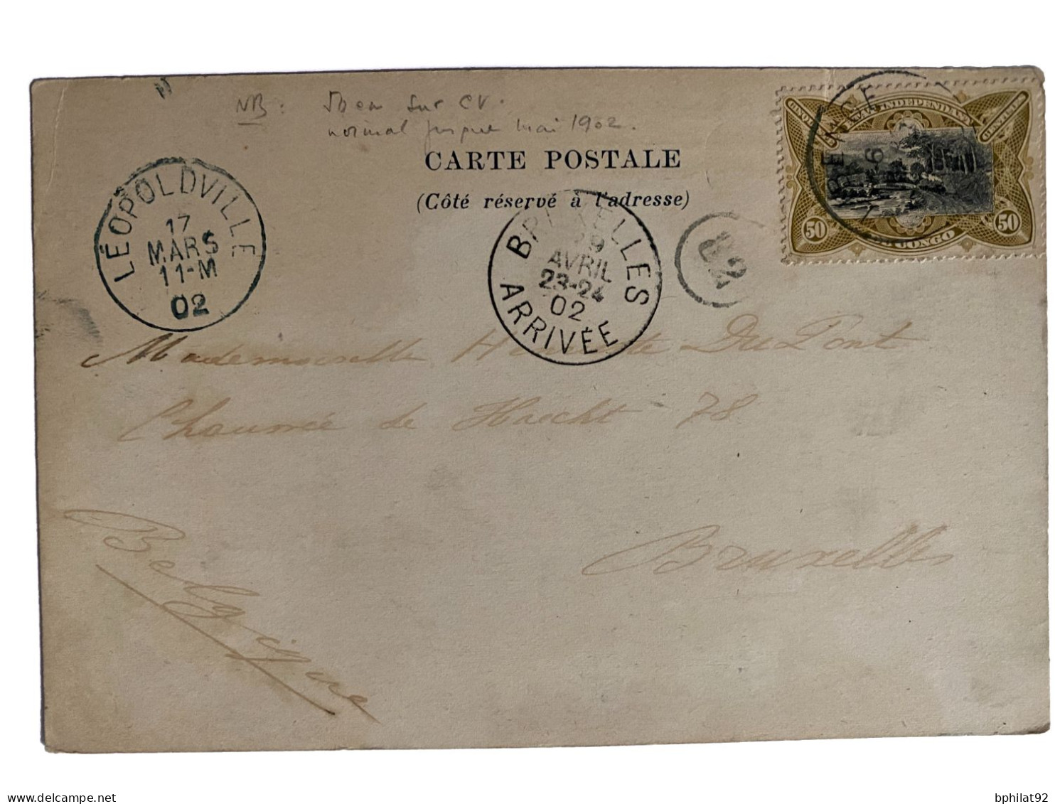 !!! CONGO, CPA DE 1902, DÉPART DE LIBENCE POUR BRUXELLES (BELGIQUE), MISSIONS CATHOLIQUES DU CONGO. - Covers & Documents