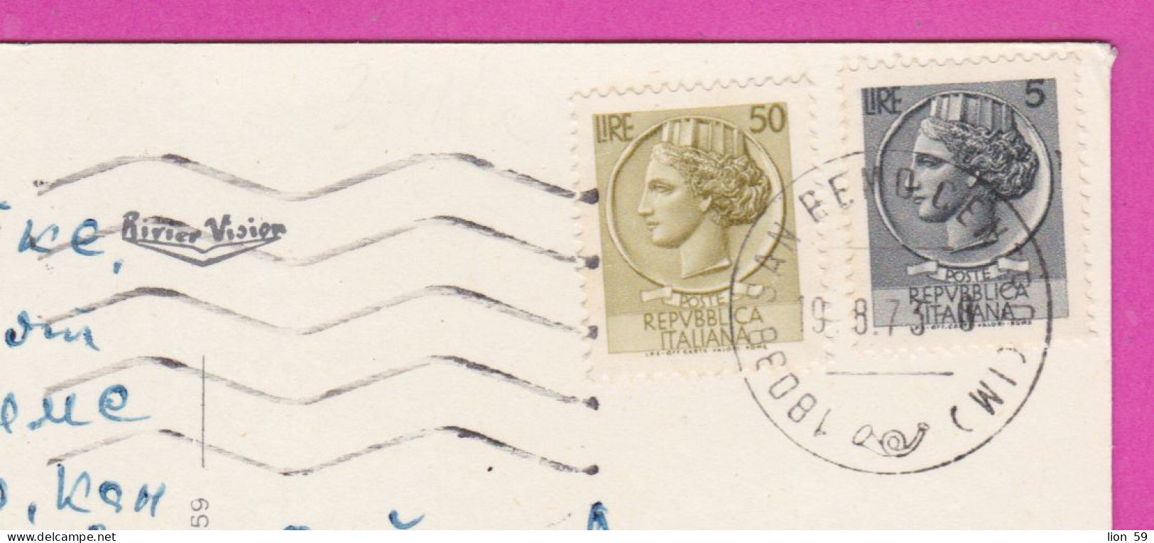 293907 / Italy - Saluti Da SANREMO - Casino Municipale Chiesa Russa PC 1973 USED - 5+50 L Coin Of Syracuse - 1971-80: Poststempel