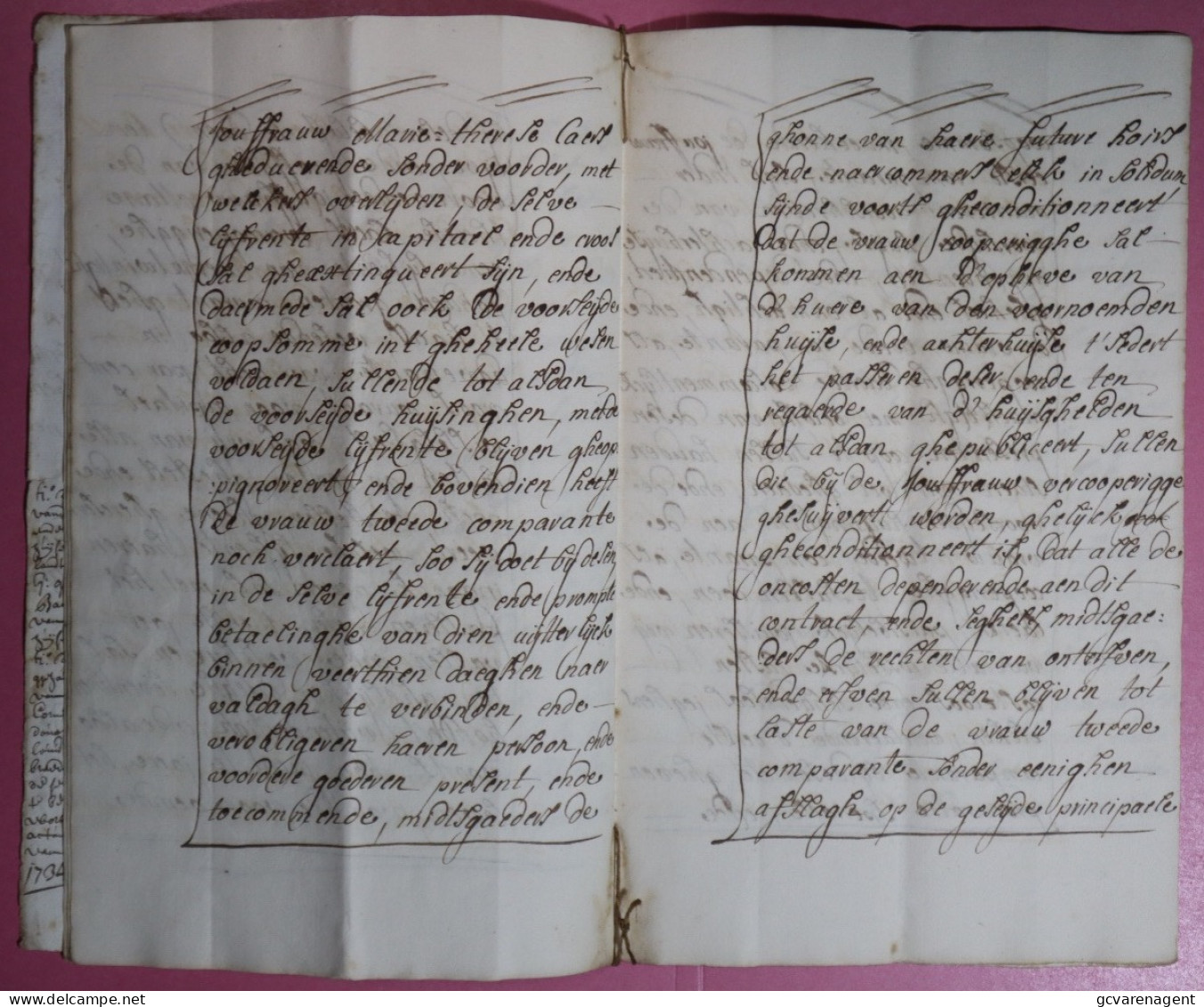 GENT 1734 ADEL - STERFHUIS MARIE CORNELIA DE GHELLINCK, ERVEN, VOOGDEN, INVENTARIS  13 BESCHREVEN BLADZIJDEN - Documentos Históricos