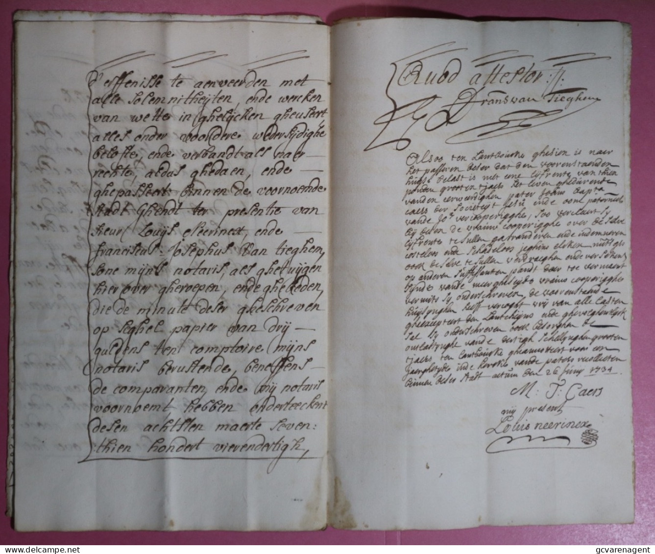 GENT 1734 ADEL - STERFHUIS MARIE CORNELIA DE GHELLINCK, ERVEN, VOOGDEN, INVENTARIS  13 BESCHREVEN BLADZIJDEN - Historische Dokumente