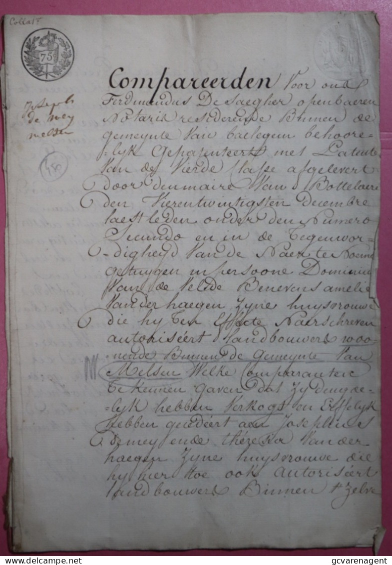 BAELEGEM 1817 MELSEN STERFHUIS ERVEN ZIJNE HUISVROUW   5  BESCHREVEN BLADZIJDEN - Documentos Históricos