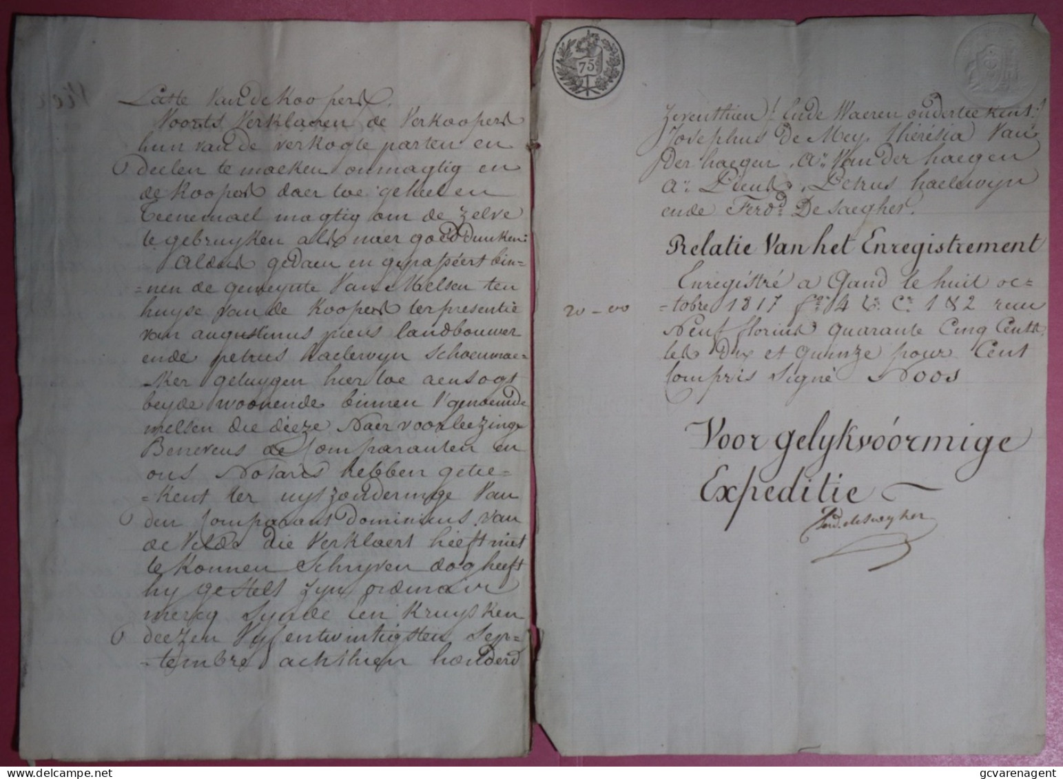 BAELEGEM 1817 MELSEN STERFHUIS ERVEN ZIJNE HUISVROUW   5  BESCHREVEN BLADZIJDEN - Documentos Históricos