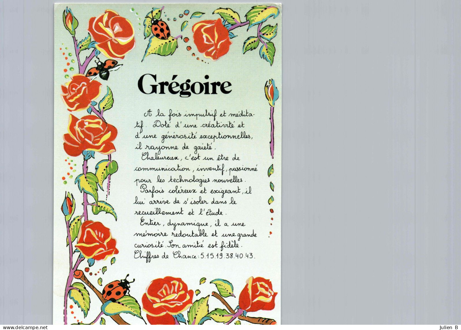 Gregoire, Edition Andre Barthelemy - Voornamen