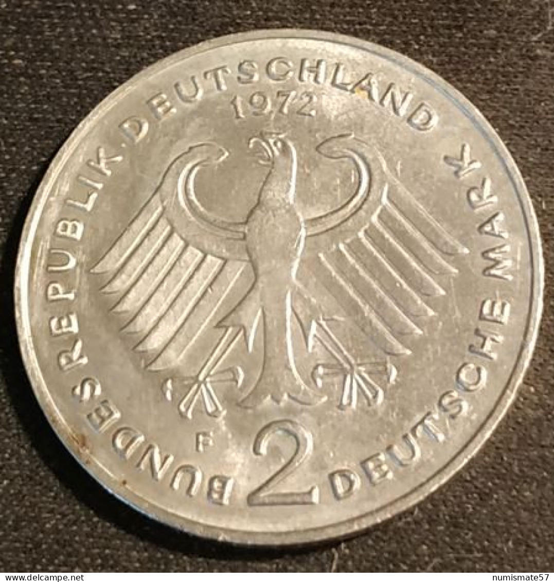 ALLEMAGNE - GERMANY - 2 DEUTSCHE MARK 1972 F - Konrad Adenauer - KM 124 - 2 Marchi